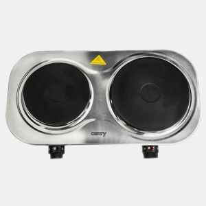 Camry CR6511 Fogão Eléctrico duplo, 2 Queimadores 18,5 cm e 15,5 cm, Regulador de Temperatura, 1500 W e 1000 W, 1500, Prata