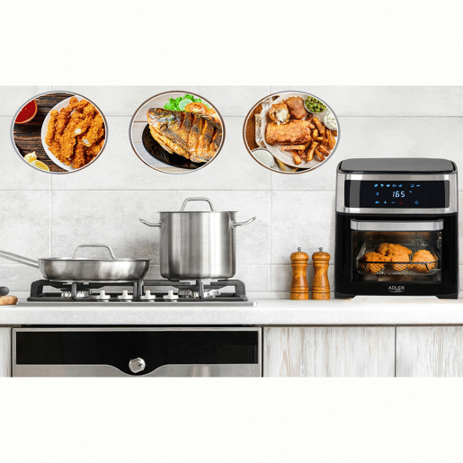 Adler AD6309 Forno Fritadeira a Ar Quente 13 Litros, Convecção, Sem Óleo, 8 Programas, Temperatura 40-200 °C, 2500,
