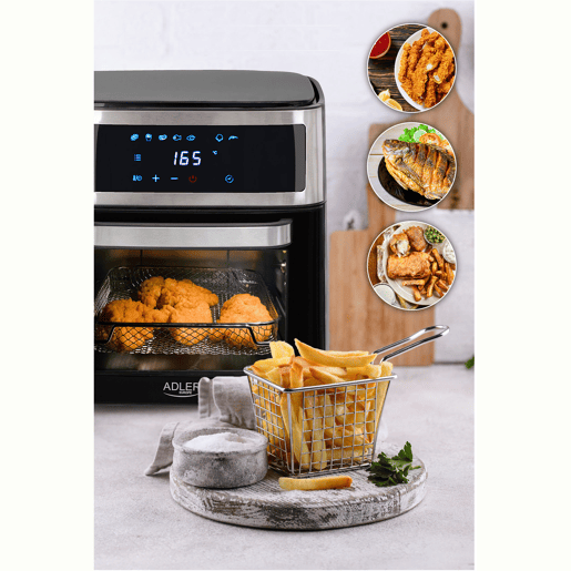 Adler AD6309 Forno Fritadeira a Ar Quente 13 Litros, Convecção, Sem Óleo, 8 Programas, Temperatura 40-200 °C, 2500,