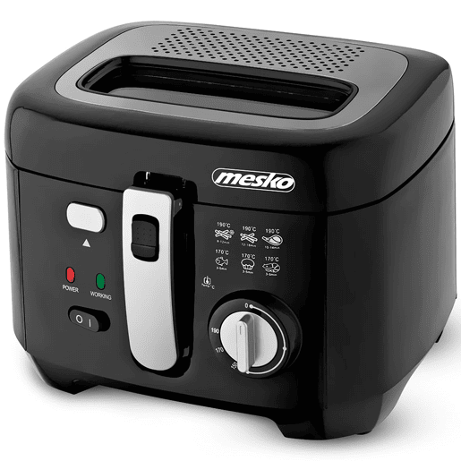 Mesko MS 4908 Fritadeira de Óleo 2,5 L Eléctrica, Pequena, Temperatura Ajustável, Antiaderente Filtro Anti-odor, 1800, Preto