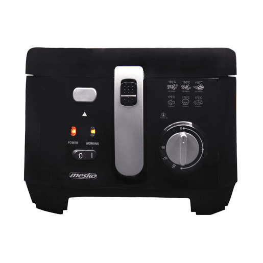 Mesko MS 4908 Fritadeira de Óleo 2,5 L Eléctrica, Pequena, Temperatura Ajustável, Antiaderente Filtro Anti-odor, 1800, Preto