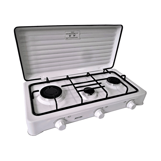 MPM KN-031K Fogão a Gás Portátil para Camping, 3 Queimadores, Branco, , Branco