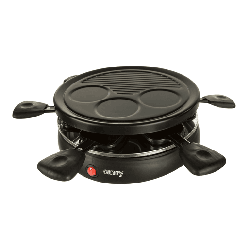 Camry CR6606 Raclette Grill, Grelhador com 6 Frigideiras, Antiaderente, Termóstato Automático, 1200, Preto