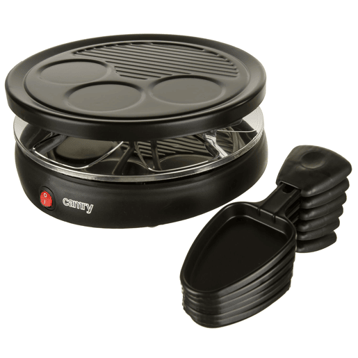 Camry CR6606 Raclette Grill, Grelhador com 6 Frigideiras, Antiaderente, Termóstato Automático, 1200, Preto