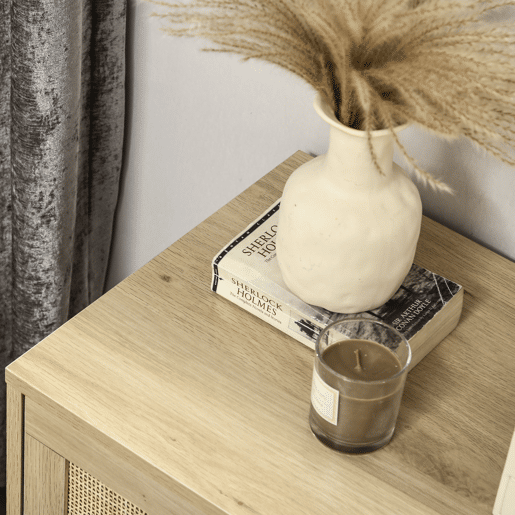 HOMCOM Cómoda com 4 Gavetas de Vime Cómoda de Madeira para Dormitório Sala de Estar Estilo Boêmio 60x38x88,5 cm Madeira