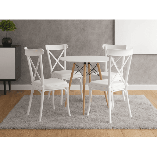 Conjunto 4 Cadeiras de Sala, Brico (Branco)