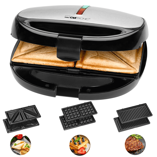 Clatronic ST 3670 Appareil à Sandwich Croque-Monsieur, 800, Prata negra Clatronic ST 3670 Appareil à Sandwich Croque-Monsieur, 800, Prata negra