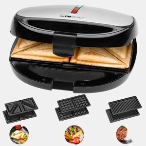 Clatronic ST 3670 Appareil à Sandwich Croque-Monsieur, 800, Prata negra