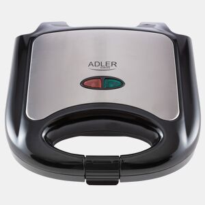 Adler AD3015 Sanduicheira 4 Sanduíches Forma Triangular, Revestimento Anti-aderente, Temperatura Automática, 850, Prata negra