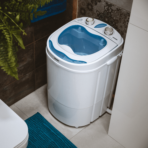 Mesko MS 8053 Máquina de lavar Roupa 3Kg Mini, 1Kg Centrifugada, Perfeita para Campismo, Caravanas e Autocaravanas, 580, Branco azul