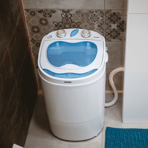 Mesko MS 8053 Máquina de lavar Roupa 3Kg Mini, 1Kg Centrifugada, Perfeita para Campismo, Caravanas e Autocaravanas, 580, Branco azul