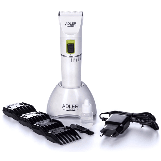 Adler AD2827 Aparador de Cabelo Eléctrico Barbeador Masculino, Cabeça de Titânio, Bateria  Cabo a Rede, 40 , Branco