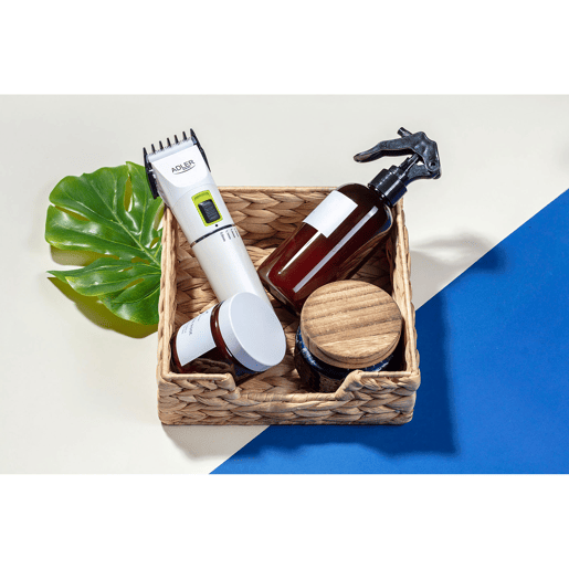 Adler AD2827 Aparador de Cabelo Eléctrico Barbeador Masculino, Cabeça de Titânio, Bateria  Cabo a Rede, 40 , Branco