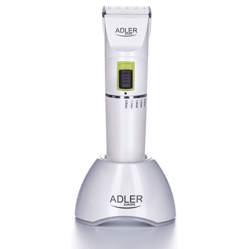 Adler AD2827 Aparador de Cabelo Eléctrico Barbeador Masculino, Cabeça de Titânio, Bateria  Cabo a Rede, 40 , Branco