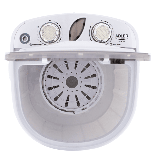 Adler AD 8055 Máquina de lavar Roupa 3Kg Mini, 1Kg Centrifugada, Perfeita para Campismo, Caravanas e Autocaravanas, 150, Branco