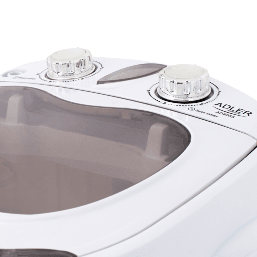 Adler AD 8055 Máquina de lavar Roupa 3Kg Mini, 1Kg Centrifugada, Perfeita para Campismo, Caravanas e Autocaravanas, 150, Branco
