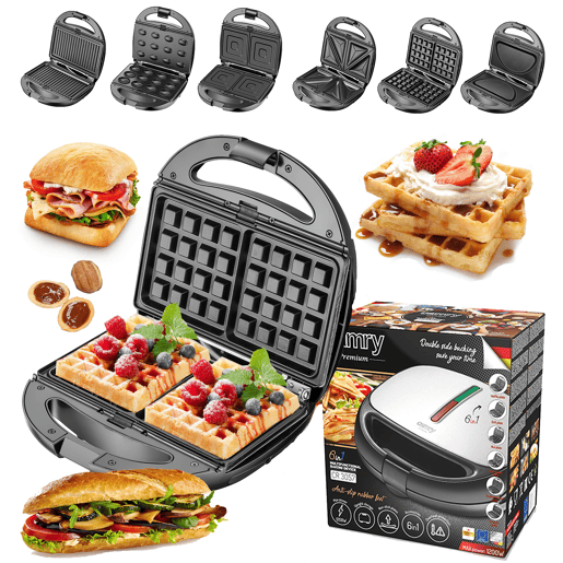 Camry CR3057 Sanduicheira 6 em 1, Placas Intercambiáveis, Waffle Maker, Grelhador, Controlo Automático, 1200,