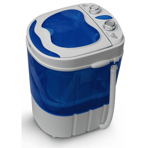 Adler AD8051 Máquina de lavar Roupa 3Kg Mini, 1Kg Centrifugada, Perfeita para Campismo, Caravanas e Autocaravanas, 150, Branco azul
