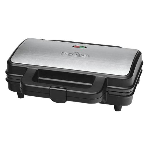 Proficook ST 1092 Sanduicheira, 2 sanduíches XXL, placas antiaderentes, tostagem perfeita, aço inoxidável, 900, Prata negra