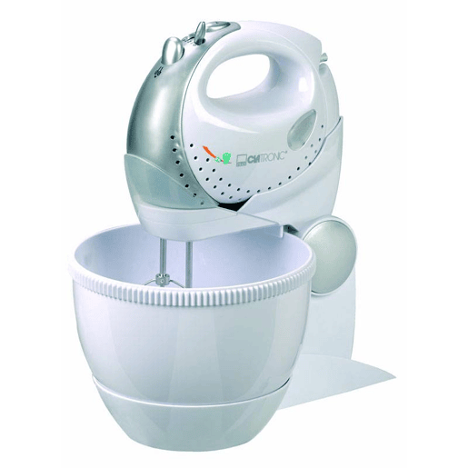 Clatronic HMS 2739 Batedeira com Taça Giratória 2,5L e Varinha Mágica em Um, Robô de Cozinha, 5 Velocidades + Turbo, 250, Cinza branco
