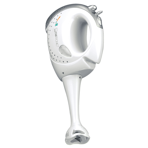 Clatronic HMS 2739 Batedeira com Taça Giratória 2,5L e Varinha Mágica em Um, Robô de Cozinha, 5 Velocidades + Turbo, 250, Cinza branco