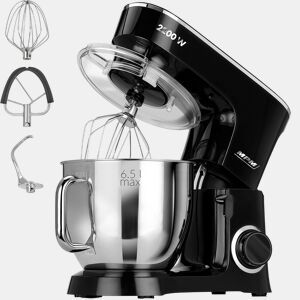 MPM MRK-19 Batedeira Planetaria Profissional de Massa, Robô de Cozinha, 6,5 L, 6 Velocidades, Acessórios, Inox, 2200, Preto Inox