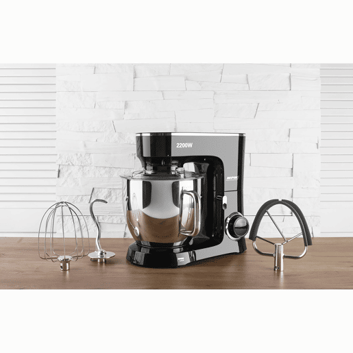 MPM MRK-19 Batedeira Planetaria Profissional de Massa, Robô de Cozinha, 6,5 L, 6 Velocidades, Acessórios, Inox, 2200, Preto  Inox