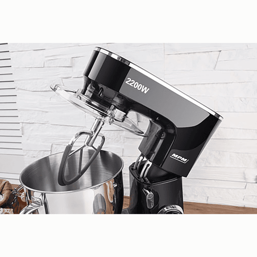 MPM MRK-19 Batedeira Planetaria Profissional de Massa, Robô de Cozinha, 6,5 L, 6 Velocidades, Acessórios, Inox, 2200, Preto  Inox