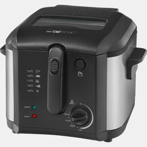 Clatronic FR 3649 Fritadeira eEétrica 2,5 Litros Termóstato Ajustável y Temporizador, Compacta, 1600, Prata negra