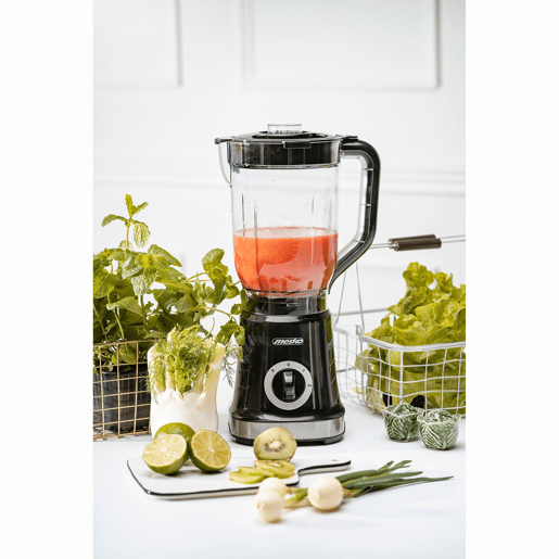Mesko MS 4079 Liquidificador, Jarra 1,8 Litros Livre de BPA, Potência 1000W, 2 Velocidades + Função de Pulso, 4 Lâminas de Aço Inoxidável, 1000, Prata negra