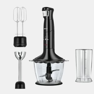 MPM MBL-29C Set de Varinha Picador Multiusos Batedor, Velocidade Ajustável, lâminas Aço Inox, 1200, Preto