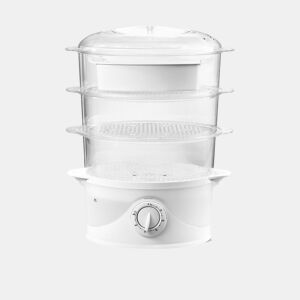 Adler AD633 Panela de Vapor Eléctrica, sem BPA, Temporizador 60 Min., 3 Contentores, 800, Branco