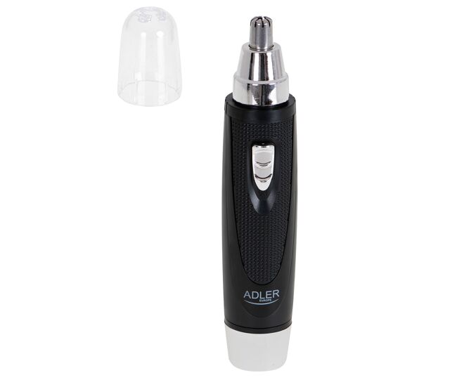 Adler ad2911 cortapelos nariz y oido, cuchilla acero inoxidable, sin dolor, capucha protectora, , negro/plata