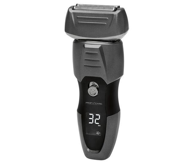 Proficare hr 3012 afeitadora eléctrica láminas fexibles, cortapatillas desplegable, batería recargable, pantalla led-ipx5, 600 , negro/gris