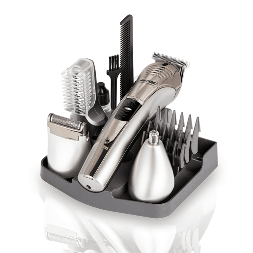 MPM MMW-04 Conjunto Aparador de Cabelo e Barba + Aparador de Nariz e Orelhas, sem Fios, , Cinza