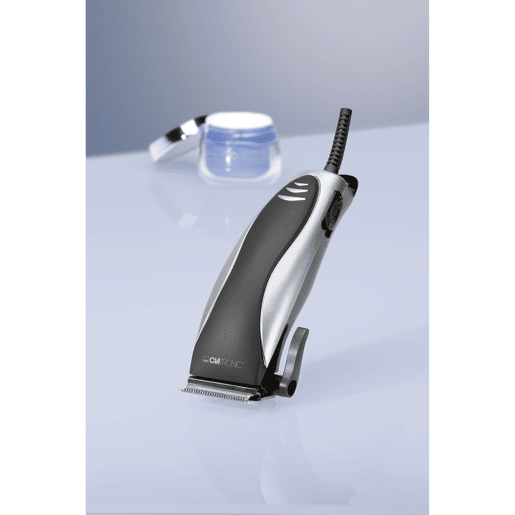 Clatronic HSM 3430 Aparador de Cabelo e Barba, Acessórios, Motor Potente e Silencioso, 10, Prata negra