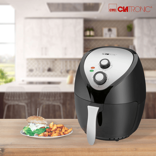 Clatronic FR 3699 H Fritadeira 3,6 Litros sem Oleo Air Fryer, Termóstato Ajustável, Temporizador, 1400, Preto  cinza