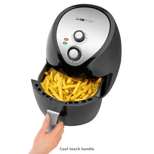 Clatronic FR 3699 H Fritadeira 3,6 Litros sem Oleo Air Fryer, Termóstato Ajustável, Temporizador, 1400, Preto  cinza