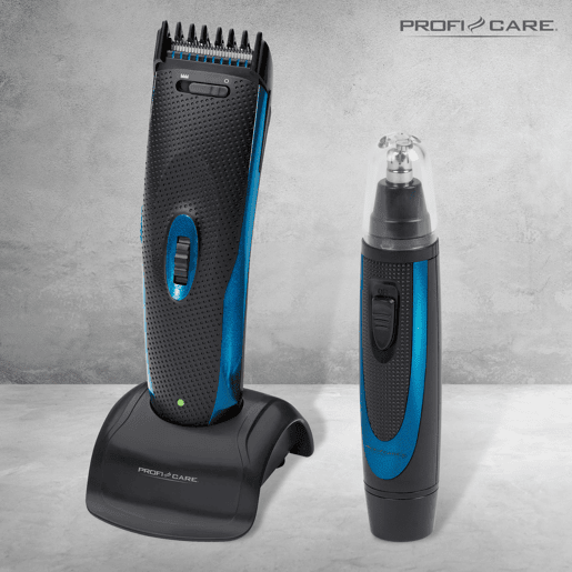 Proficare HSMR 3052 Set Aparador PĂȘlos, Barba, Funcionamento a Bateria ou a Rede + Aparador de PĂȘlos do Nariz e Orelhas, 600 , Preto Azul Proficare HSMR 3052 Set Aparador PĂȘlos, Barba, Funcionamento a Bateria ou a Rede + Aparador de PĂȘlos do Nariz e Orelhas, 600 , Preto Azul