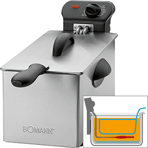 Bomann FR 2264 CB Fritadeira Elétrica 3L Resistência Submergida Inox, Termostato Ajustável, 2000, Preto cinza Bomann FR 2264 CB Fritadeira Elétrica 3L Resistência Submergida Inox, Termostato Ajustável, 2000, Preto cinza