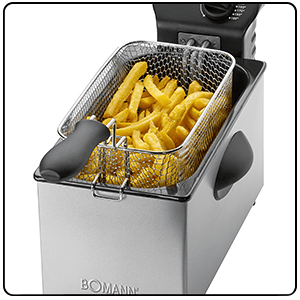 Bomann FR 2264 CB Fritadeira Elétrica 3L Resistência Submergida Inox, Termostato Ajustável, 2000, Preto cinza Bomann FR 2264 CB Fritadeira Elétrica 3L Resistência Submergida Inox, Termostato Ajustável, 2000, Preto cinza