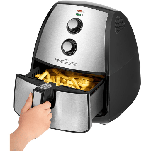 Proficook FR1115 Fritadeira 3,5 Litros sem Oleo Air Fryer, Termóstato Ajustável, Temporizador, 1500, Preto  cinza