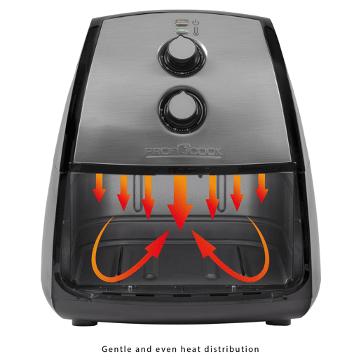 Proficook FR1115 Fritadeira 3,5 Litros sem Oleo Air Fryer, Termóstato Ajustável, Temporizador, 1500, Preto  cinza
