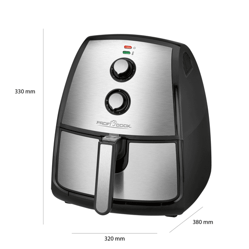 Proficook FR1115 Fritadeira 3,5 Litros sem Oleo Air Fryer, Termóstato Ajustável, Temporizador, 1500, Preto  cinza