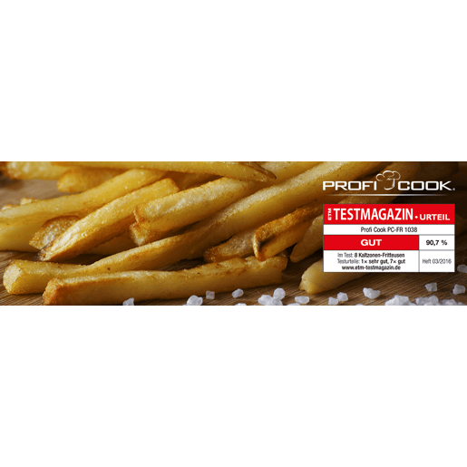 Proficook FR 1038 Fritadeira Elétrica 5L Resistência Submergida Semi-profissional, Inox, 3 Cestos, Termóstato Ajustável, 3000, Prata negra