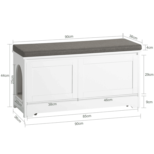 Casa para gatos com 3 tigelas incorporadas FSR136-W SoBuy