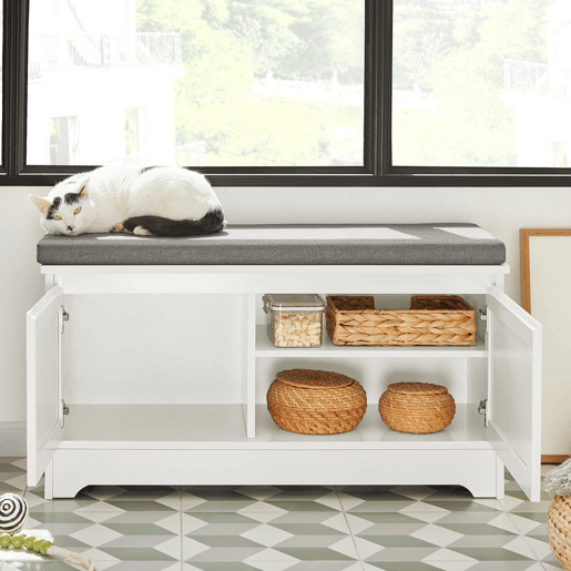 Casa para gatos com 3 tigelas incorporadas FSR136-W SoBuy