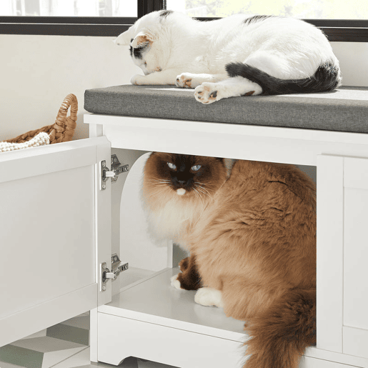 Casa para gatos com 3 tigelas incorporadas FSR136-W SoBuy