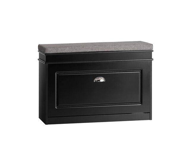 Banco zapatero organizador para zapatos con 1 solapa negro 75 x 24 x 51 cm fsr82-l-sch sobuy