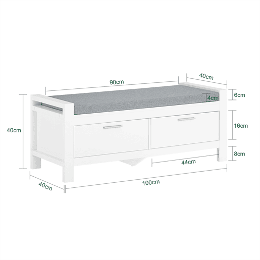 Sapateira de bancada com 2 gavetas FSR74-W SoBuy